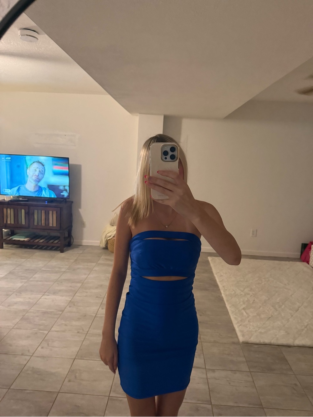 Strapless Royal Blue Cutout Bodycon Mini Dress